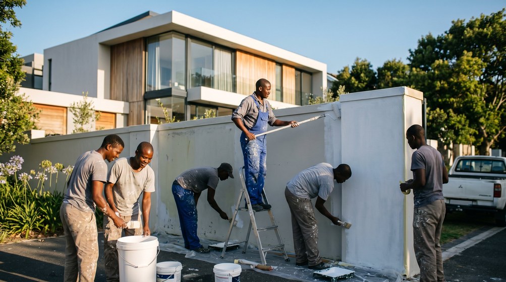 Boundary wall painting in Oranjezicht, Cape Town City Bowl