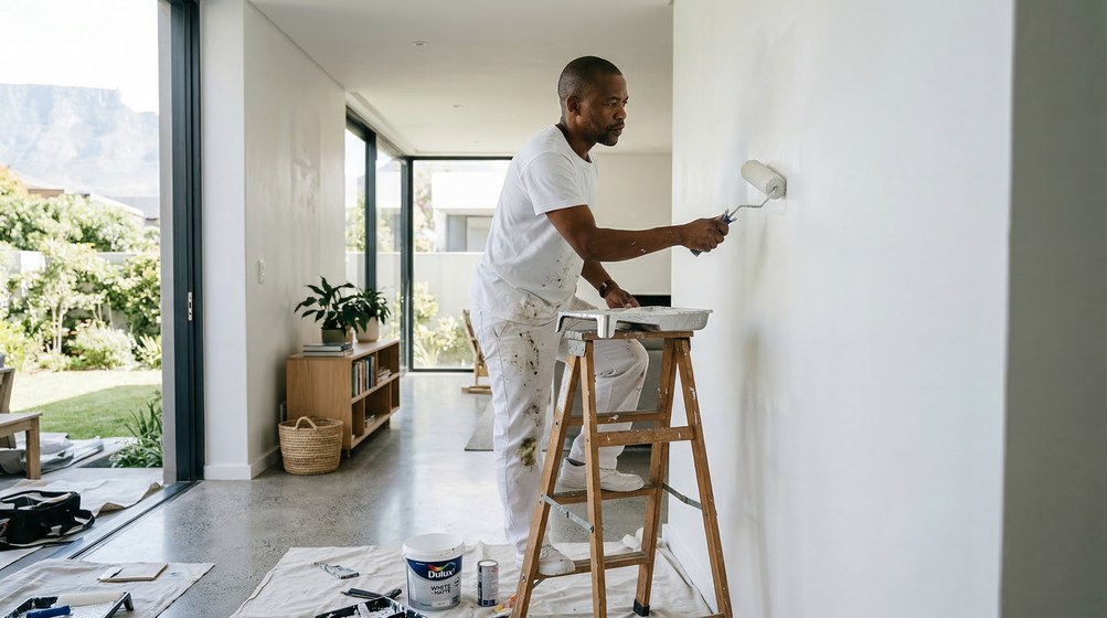 Interior painting of a Bo-Kaap terrace house, Cape Town